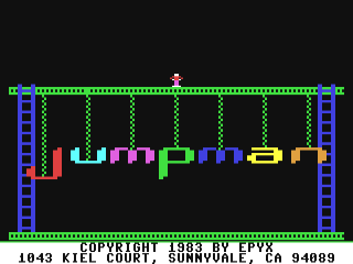 Jumpman title screen for Commodore 64